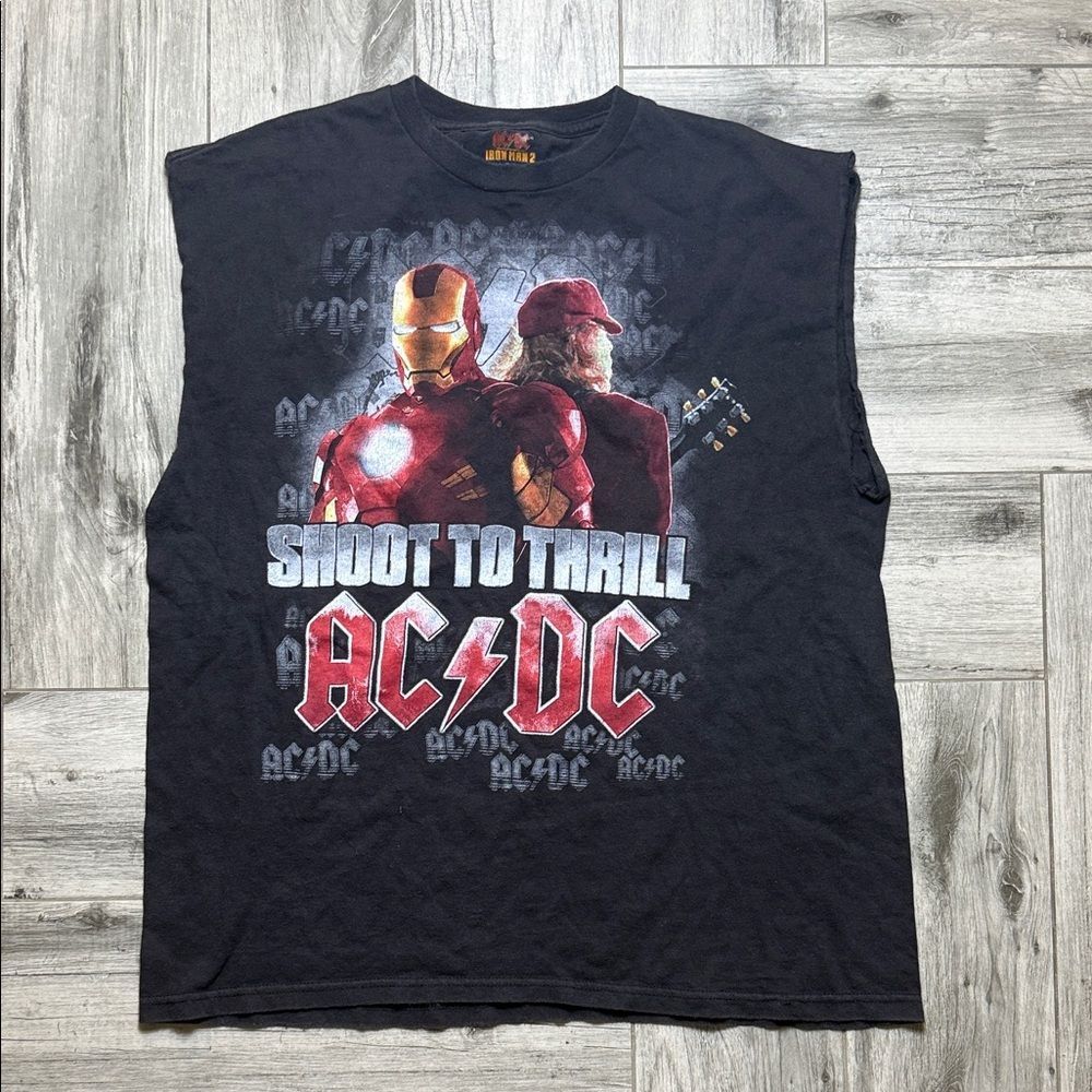 AC/DC Iron Man 2 Soundtrack Black and Red Graphic Men's Tank Top Size Large